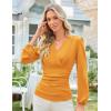 imageGRACE KARIN Long Sleeve Blouses for Women Dressy Casual Elegant Wrap Tops V Neck Work Shirts 2025 Fall Business OutfitsMustard Yellow