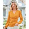 imageGRACE KARIN Long Sleeve Blouses for Women Dressy Casual Elegant Wrap Tops V Neck Work Shirts 2025 Fall Business OutfitsMustard Yellow