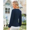 imageGRACE KARIN Long Sleeve Blouses for Women Dressy Casual Elegant Wrap Tops V Neck Work Shirts 2025 Fall Business OutfitsNavy Blue