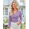 imageGRACE KARIN Long Sleeve Blouses for Women Dressy Casual Elegant Wrap Tops V Neck Work Shirts 2025 Fall Business OutfitsPink Purple