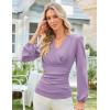 imageGRACE KARIN Long Sleeve Blouses for Women Dressy Casual Elegant Wrap Tops V Neck Work Shirts 2025 Fall Business OutfitsPink Purple