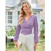 imageGRACE KARIN Long Sleeve Blouses for Women Dressy Casual Elegant Wrap Tops V Neck Work Shirts 2025 Fall Business OutfitsPink Purple
