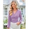 imageGRACE KARIN Long Sleeve Blouses for Women Dressy Casual Elegant Wrap Tops V Neck Work Shirts 2025 Fall Business OutfitsPink Purple