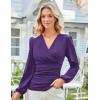 imageGRACE KARIN Long Sleeve Blouses for Women Dressy Casual Elegant Wrap Tops V Neck Work Shirts 2025 Fall Business OutfitsPurple