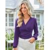 imageGRACE KARIN Long Sleeve Blouses for Women Dressy Casual Elegant Wrap Tops V Neck Work Shirts 2025 Fall Business OutfitsPurple