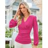 imageGRACE KARIN Long Sleeve Blouses for Women Dressy Casual Elegant Wrap Tops V Neck Work Shirts 2025 Fall Business OutfitsRose Red