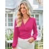 imageGRACE KARIN Long Sleeve Blouses for Women Dressy Casual Elegant Wrap Tops V Neck Work Shirts 2025 Fall Business OutfitsRose Red