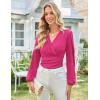 imageGRACE KARIN Long Sleeve Blouses for Women Dressy Casual Elegant Wrap Tops V Neck Work Shirts 2025 Fall Business OutfitsRose Red