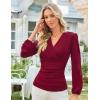 imageGRACE KARIN Long Sleeve Blouses for Women Dressy Casual Elegant Wrap Tops V Neck Work Shirts 2025 Fall Business OutfitsWine Red