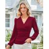 imageGRACE KARIN Long Sleeve Blouses for Women Dressy Casual Elegant Wrap Tops V Neck Work Shirts 2025 Fall Business OutfitsWine Red