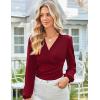 imageGRACE KARIN Long Sleeve Blouses for Women Dressy Casual Elegant Wrap Tops V Neck Work Shirts 2025 Fall Business OutfitsWine Red