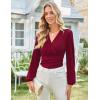 imageGRACE KARIN Long Sleeve Blouses for Women Dressy Casual Elegant Wrap Tops V Neck Work Shirts 2025 Fall Business OutfitsWine Red