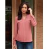 imageGRACE KARIN Long Sleeve Women Dressy Casual Tops Elegant Work Blouses Fall Outfits 2025 V Neck Business ShirtsCoral