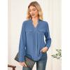 imageGRACE KARIN Long Sleeve Women Dressy Casual Tops Elegant Work Blouses Fall Outfits 2025 V Neck Business ShirtsGray Blue