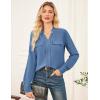 imageGRACE KARIN Long Sleeve Women Dressy Casual Tops Elegant Work Blouses Fall Outfits 2025 V Neck Business ShirtsGray Blue