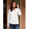 imageGRACE KARIN Long Sleeve Women Dressy Casual Tops Elegant Work Blouses Fall Outfits 2025 V Neck Business ShirtsWhite