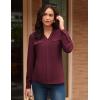 imageGRACE KARIN Long Sleeve Women Dressy Casual Tops Elegant Work Blouses Fall Outfits 2025 V Neck Business ShirtsWine Red