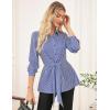 imageGRACE KARIN Peplum Tops for Women Tie Front Striped Button Down Shirt Collared Long Sleeve Business Casual Work Office BlouseBlue