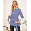 imageGRACE KARIN Peplum Tops for Women Tie Front Striped Button Down Shirt Collared Long Sleeve Business Casual Work Office BlouseBlue
