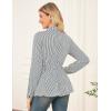 imageGRACE KARIN Peplum Tops for Women Tie Front Striped Button Down Shirt Collared Long Sleeve Business Casual Work Office BlouseWhite