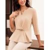 imageGRACE KARIN Women 2025 34 Sleeve Blouse V Neck Office Work Peplum Tops Ruched Dressy Shirts Tops TrendyApricot