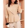 imageGRACE KARIN Women 2025 34 Sleeve Blouse V Neck Office Work Peplum Tops Ruched Dressy Shirts Tops TrendyApricot