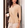 imageGRACE KARIN Women 2025 34 Sleeve Blouse V Neck Office Work Peplum Tops Ruched Dressy Shirts Tops TrendyApricot