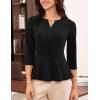 imageGRACE KARIN Women 2025 34 Sleeve Blouse V Neck Office Work Peplum Tops Ruched Dressy Shirts Tops TrendyBlack