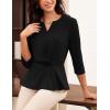 imageGRACE KARIN Women 2025 34 Sleeve Blouse V Neck Office Work Peplum Tops Ruched Dressy Shirts Tops TrendyBlack