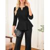 imageGRACE KARIN Women 2025 34 Sleeve Blouse V Neck Office Work Peplum Tops Ruched Dressy Shirts Tops TrendyBlack