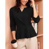 imageGRACE KARIN Women 2025 34 Sleeve Blouse V Neck Office Work Peplum Tops Ruched Dressy Shirts Tops TrendyBlack