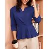 imageGRACE KARIN Women 2025 34 Sleeve Blouse V Neck Office Work Peplum Tops Ruched Dressy Shirts Tops TrendyDark Blue