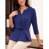imageGRACE KARIN Women 2025 34 Sleeve Blouse V Neck Office Work Peplum Tops Ruched Dressy Shirts Tops TrendyDark Blue