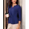 imageGRACE KARIN Women 2025 34 Sleeve Blouse V Neck Office Work Peplum Tops Ruched Dressy Shirts Tops TrendyDark Blue
