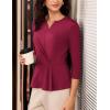 imageGRACE KARIN Women 2025 34 Sleeve Blouse V Neck Office Work Peplum Tops Ruched Dressy Shirts Tops TrendyDark Red