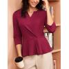 imageGRACE KARIN Women 2025 34 Sleeve Blouse V Neck Office Work Peplum Tops Ruched Dressy Shirts Tops TrendyDark Red
