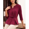 imageGRACE KARIN Women 2025 34 Sleeve Blouse V Neck Office Work Peplum Tops Ruched Dressy Shirts Tops TrendyDark Red