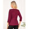 imageGRACE KARIN Women 2025 34 Sleeve Blouse V Neck Office Work Peplum Tops Ruched Dressy Shirts Tops TrendyDark Red