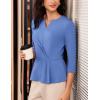 imageGRACE KARIN Women 2025 34 Sleeve Blouse V Neck Office Work Peplum Tops Ruched Dressy Shirts Tops TrendyGrey Blue