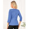 imageGRACE KARIN Women 2025 34 Sleeve Blouse V Neck Office Work Peplum Tops Ruched Dressy Shirts Tops TrendyGrey Blue