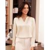 imageGRACE KARIN Women Blouses Dressy Casual Long Sleeve Satin Silk Shirts for Work Basic Tops V Neck Fashion Outfits TrendyBeige