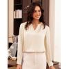 imageGRACE KARIN Women Blouses Dressy Casual Long Sleeve Satin Silk Shirts for Work Basic Tops V Neck Fashion Outfits TrendyBeige