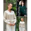 imageGRACE KARIN Women Blouses Dressy Casual Long Sleeve Satin Silk Shirts for Work Basic Tops V Neck Fashion Outfits TrendyBlack