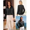 imageGRACE KARIN Women Blouses Dressy Casual Long Sleeve Satin Silk Shirts for Work Basic Tops V Neck Fashion Outfits TrendyBlack
