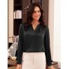 imageGRACE KARIN Women Blouses Dressy Casual Long Sleeve Satin Silk Shirts for Work Basic Tops V Neck Fashion Outfits TrendyBlack