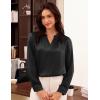 imageGRACE KARIN Women Blouses Dressy Casual Long Sleeve Satin Silk Shirts for Work Basic Tops V Neck Fashion Outfits TrendyBlack