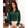 imageGRACE KARIN Women Blouses Dressy Casual Long Sleeve Satin Silk Shirts for Work Basic Tops V Neck Fashion Outfits TrendyGreen