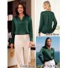 imageGRACE KARIN Women Blouses Dressy Casual Long Sleeve Satin Silk Shirts for Work Basic Tops V Neck Fashion Outfits TrendyGreen