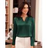 imageGRACE KARIN Women Blouses Dressy Casual Long Sleeve Satin Silk Shirts for Work Basic Tops V Neck Fashion Outfits TrendyGreen