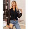 imageGRACE KARIN Women Business Casual Tops Sheer Lace Long Sleeve Blouses Work Office Pleated V Neck Shirt Fall Formal OutfitsBlack
